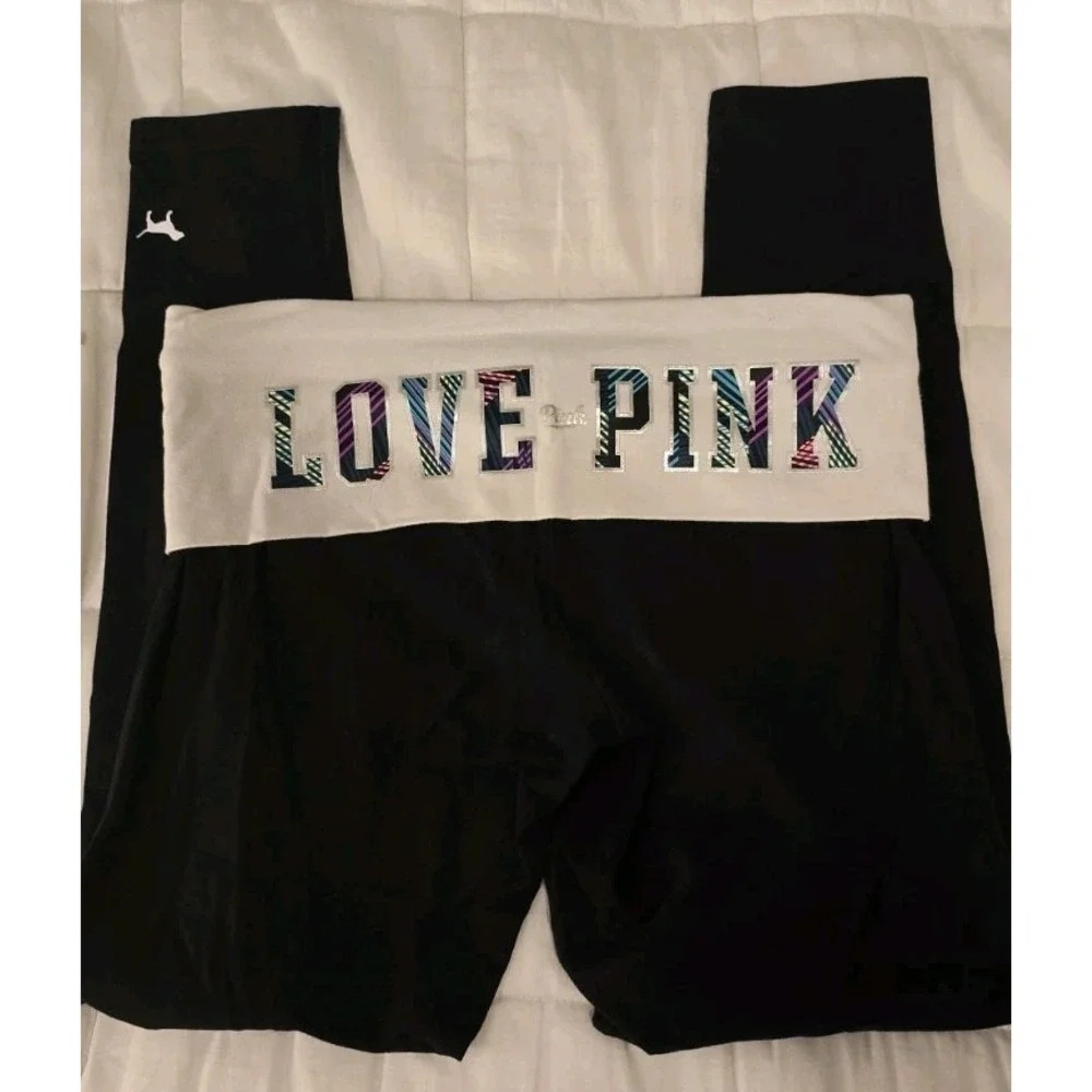 Y2K VS PINK VINTAGE FOLD OVER COLORFUL SKINNY‎ 2015 SIZE Medium YOGA LEGGINGS